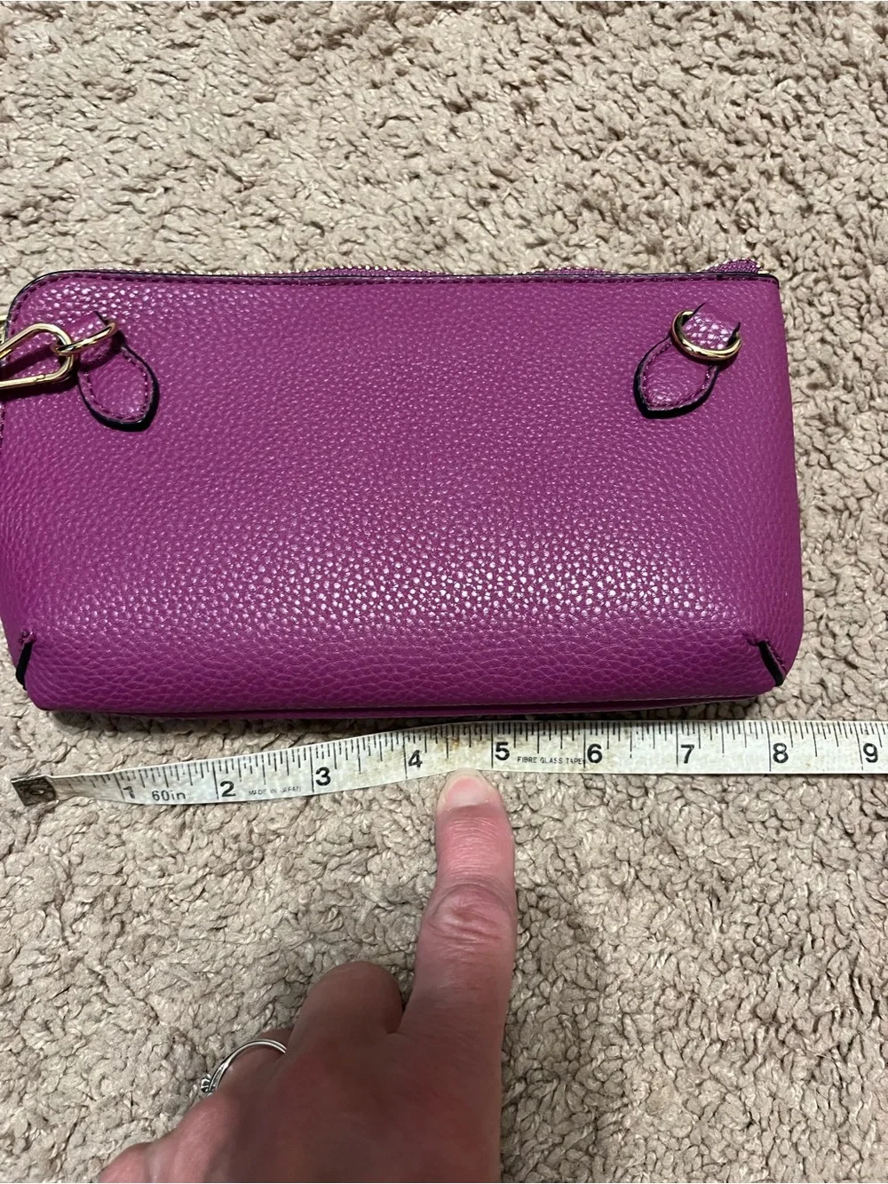 Women's Purple Pebbled Leather Wristlet Crossbody